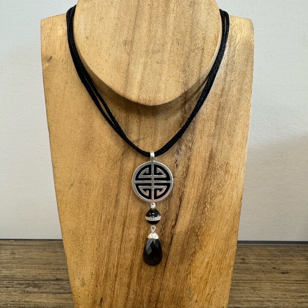 Thomas Sabo necklace with black enamel & briolette drop crystal.